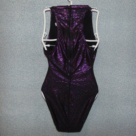 Speedo Sparkley Purple Zip Swimsuit 34 - Picture 4 of 8